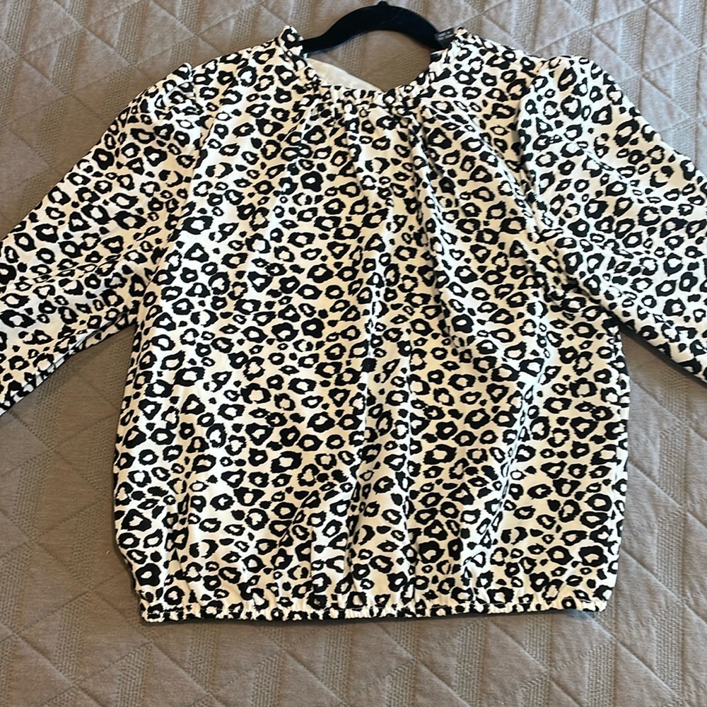 I.N. Girl Black and White Leopard Print blouse
